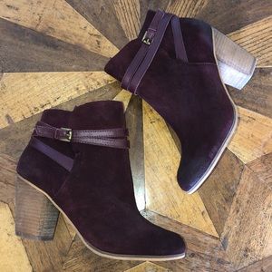 BP Burgundy “Tandem” Distressed Ankle Booties